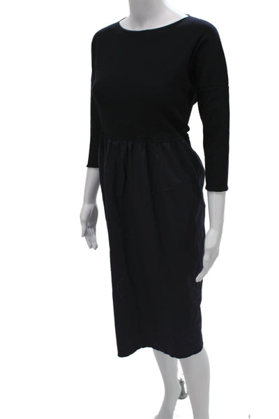 Daniela Gregis Womens Sheath Dress Black 3/4 Sleeve Round Neck Size One Size