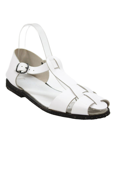 Daniela Gregis Womens Leather Scarpa Flat Sandals Shoes White Size 9