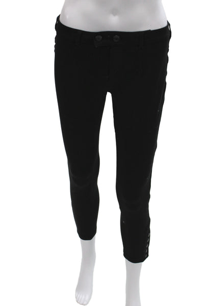 Vince Women Ankle Pants Black Rayon Solid Button Size 4