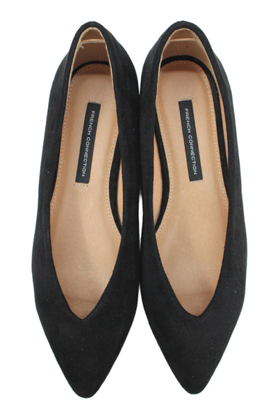 French Connection Womens Slip On Pointed Toe Daisy Ballet Flats Black Size 8