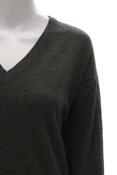 Zara Womens Pullover Sweater Gray V Neck Long Sleeve Cotton Size M