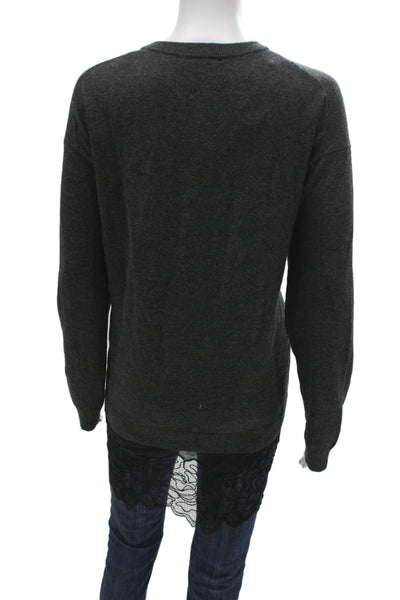 Zara Womens Pullover Sweater Gray V Neck Long Sleeve Cotton Size M