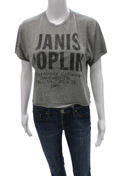 Retro Brand Womens Cropped Gray Band T-Shirt Size S