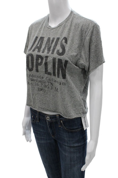 Retro Brand Womens Cropped Gray Band T-Shirt Size S