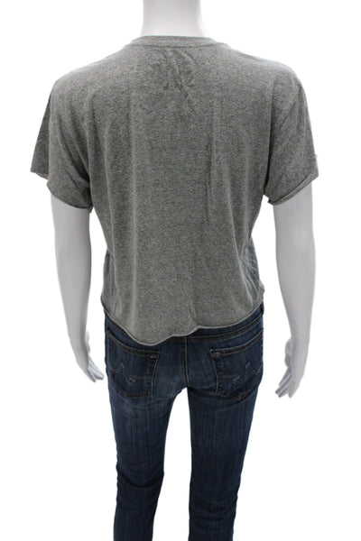 Retro Brand Womens Cropped Gray Band T-Shirt Size S