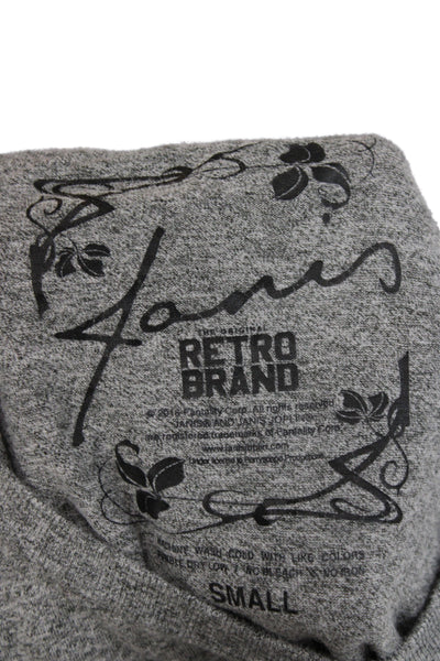 Retro Brand Womens Cropped Gray Band T-Shirt Size S