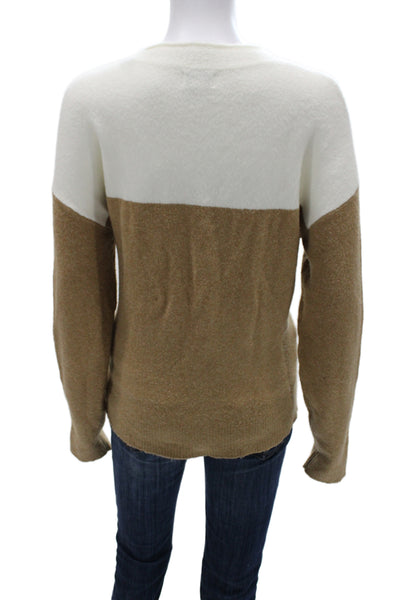 J Crew Womens Ivory Acrylic Crewneck Pullover Sweater Long Sleeve Size S
