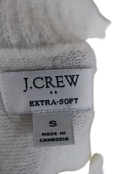 J Crew Womens Ivory Acrylic Crewneck Pullover Sweater Long Sleeve Size S