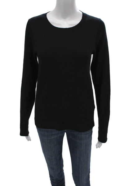 J Crew Womens Black Cotton Pullover Sweater Crew Neck Long Sleeve Size S