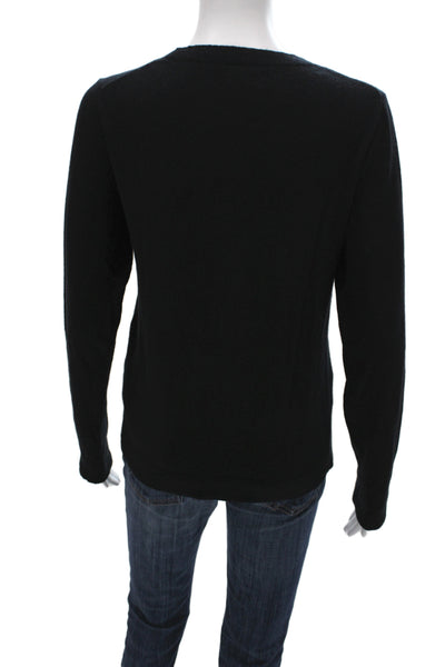 J Crew Womens Black Cotton Pullover Sweater Crew Neck Long Sleeve Size S