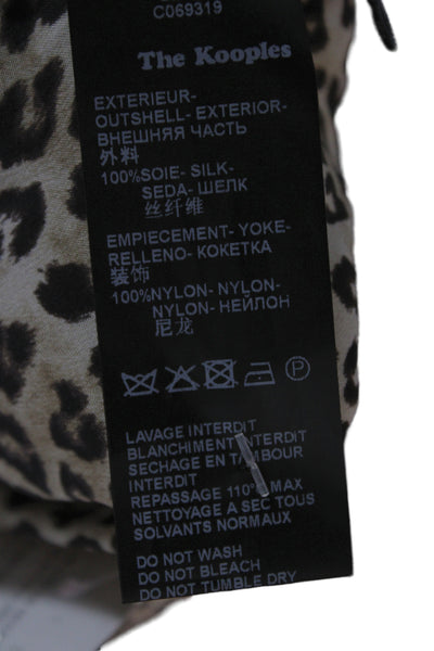 The Kooples Women Silk Leopard Button-Up Long Sleeve Top Multi Size S