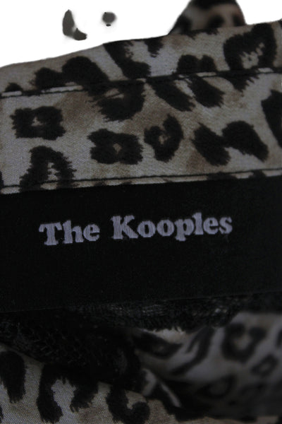 The Kooples Women Silk Leopard Button-Up Long Sleeve Top Multi Size S