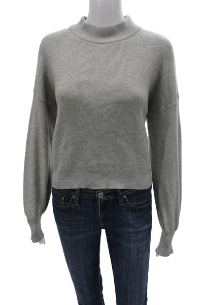 Lumiere Womens Pullover Sweater Gray Mock Neck Long Sleeve Rayon Size L