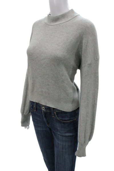 Lumiere Womens Pullover Sweater Gray Mock Neck Long Sleeve Rayon Size L