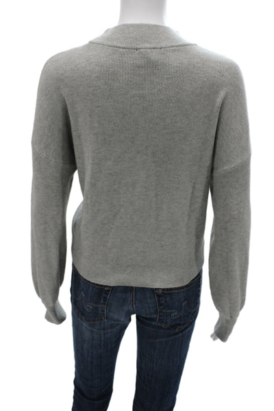 Lumiere Womens Pullover Sweater Gray Mock Neck Long Sleeve Rayon Size L
