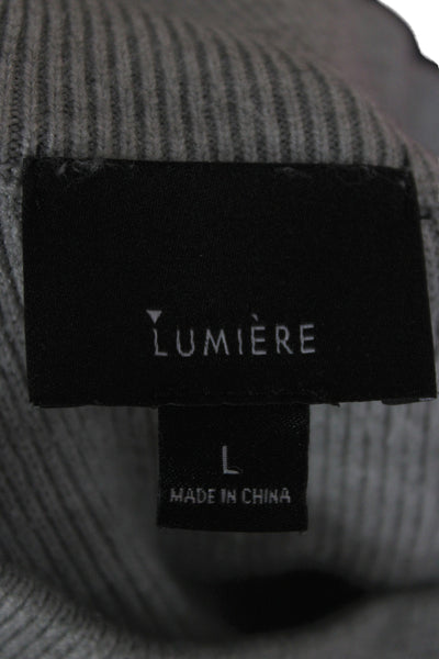Lumiere Womens Pullover Sweater Gray Mock Neck Long Sleeve Rayon Size L