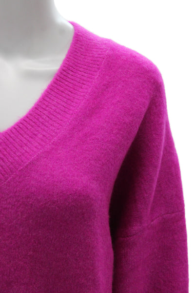 Zara Womens Pink V-Neck Acrylic Pullover Sweater Long Sleeve Size S