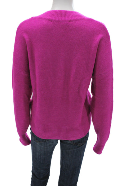 Zara Womens Pink V-Neck Acrylic Pullover Sweater Long Sleeve Size S