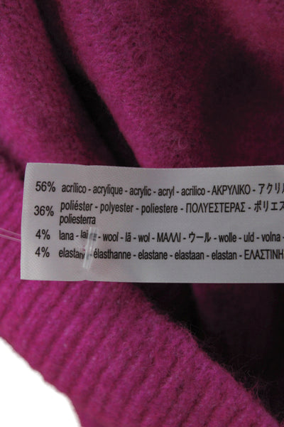Zara Womens Pink V-Neck Acrylic Pullover Sweater Long Sleeve Size S