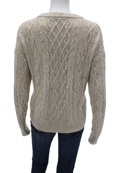 J Crew Womens Cotton Crew Neck Pullover Sweater Beige Long Sleeve Size M