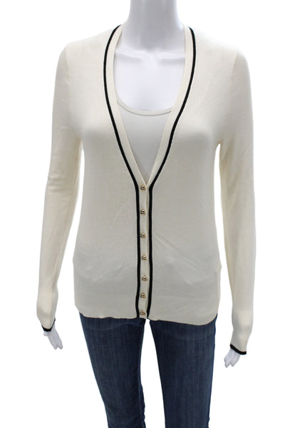 Zara Women Cardigan Ivory V Neck Long Sleeve Size S
