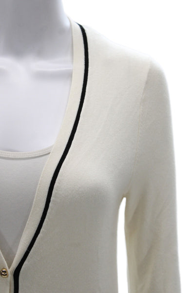 Zara Women Cardigan Ivory V Neck Long Sleeve Size S