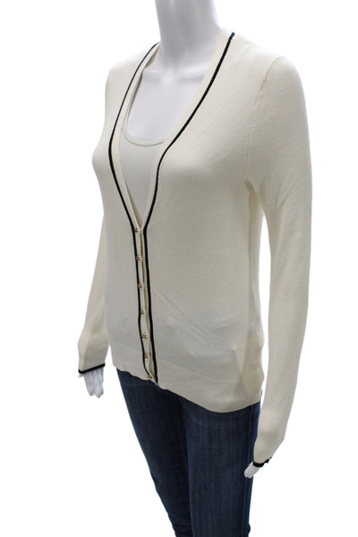 Zara Women Cardigan Ivory V Neck Long Sleeve Size S