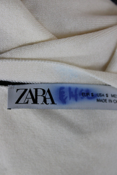 Zara Women Cardigan Ivory V Neck Long Sleeve Size S