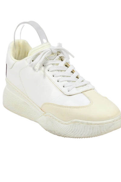 Stella McCartney Womens Faux Leather Chunky Sole Sneakers White Size 39 9