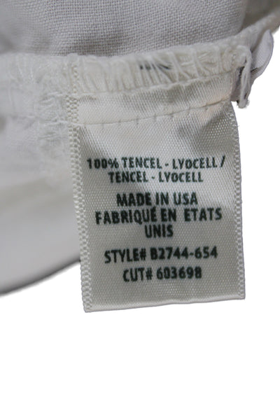 Bella Dahl Womens Basic Sleeveless Collared Lyocell Button-Up White Size L
