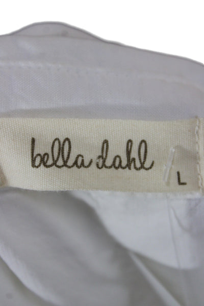 Bella Dahl Womens Basic Sleeveless Collared Lyocell Button-Up White Size L