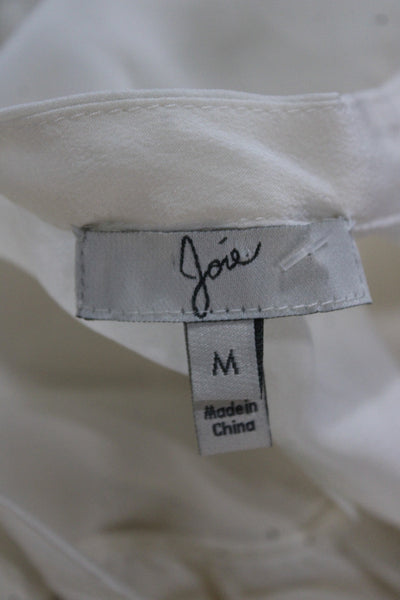 Joie Women Basic Silk Sleeveless V-Neck Button Ivory Blouse Size M