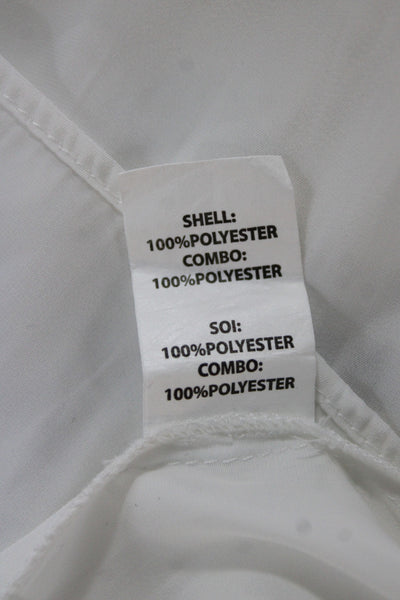 Ramy Brook Women Basic White Short Sleeve Round Neck Polyester Blouse Size M