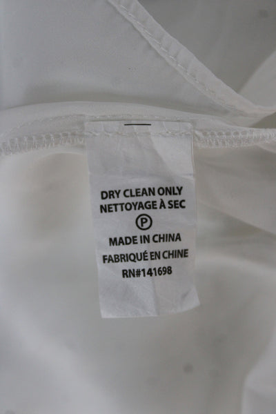 Ramy Brook Women Basic White Short Sleeve Round Neck Polyester Blouse Size M