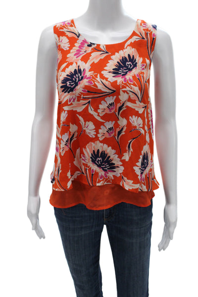 Rachel Rachel Roy Women Orange Floral Tank Size M