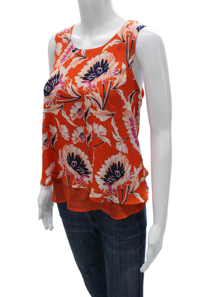 Rachel Rachel Roy Women Orange Floral Tank Size M