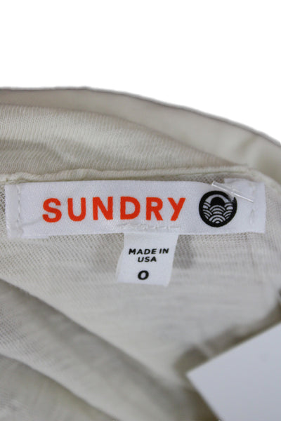 Sundry Womens Jersey Collared 100% Cotton Long Sleeve Blouse Ivory Size 0