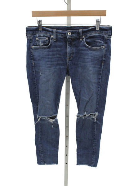 Rag & Bone Womens Boyfriend Jeans Blue Distressed Mid Rise Size 28