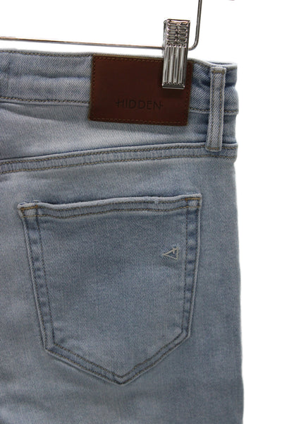 Hidden Women Cropped Jeans Blue Button Mid Rise Cotton Size 28
