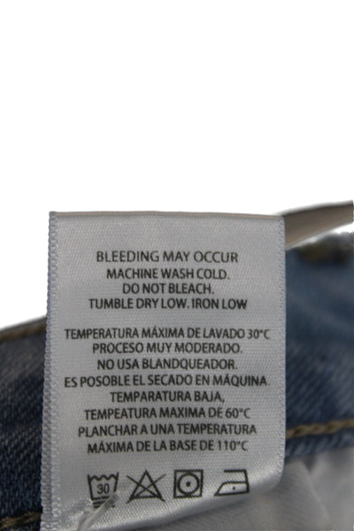 Hidden Women Cropped Jeans Blue Button Mid Rise Cotton Size 28