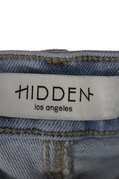 Hidden Women Cropped Jeans Blue Button Mid Rise Cotton Size 28
