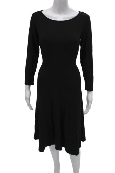 Talbots Women Fit & Flare Dress Black Long Sleeve Mid-Calf Size 4