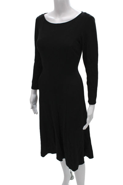 Talbots Women Fit & Flare Dress Black Long Sleeve Mid-Calf Size 4