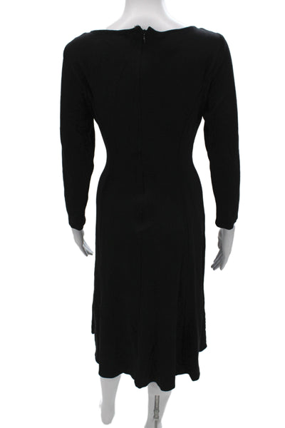 Talbots Women Fit & Flare Dress Black Long Sleeve Mid-Calf Size 4
