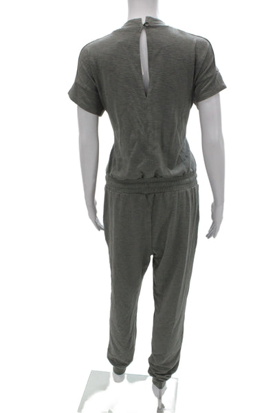 Velvet Women Jumpsuit Green Short Sleeve Crew Neck Size S