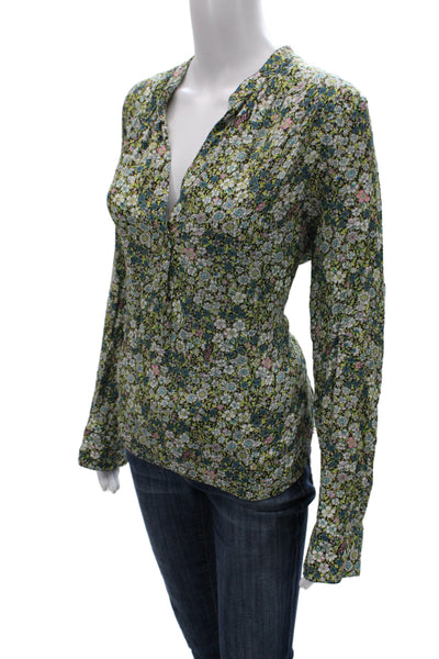 Zadig & Voltaire Womens Floral V-Neck Viscose Blouse Long-Sleeve Size L