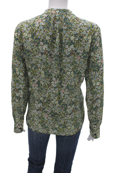 Zadig & Voltaire Womens Floral V-Neck Viscose Blouse Long-Sleeve Size L