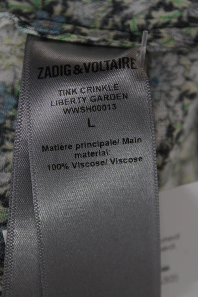 Zadig & Voltaire Womens Floral V-Neck Viscose Blouse Long-Sleeve Size L