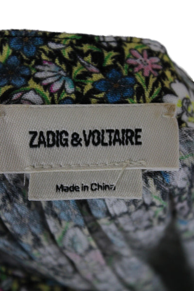Zadig & Voltaire Womens Floral V-Neck Viscose Blouse Long-Sleeve Size L