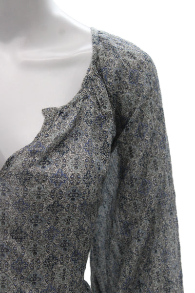Soft Joie Womens Tunic Blouse Multicolor Geometric V-Neck 3/4 Sleeve Size L